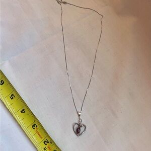 Silver Heart Pendant Necklace with Black pearl Gemstone